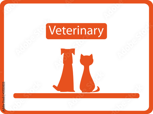 red veterinary background with pets - visiting card
