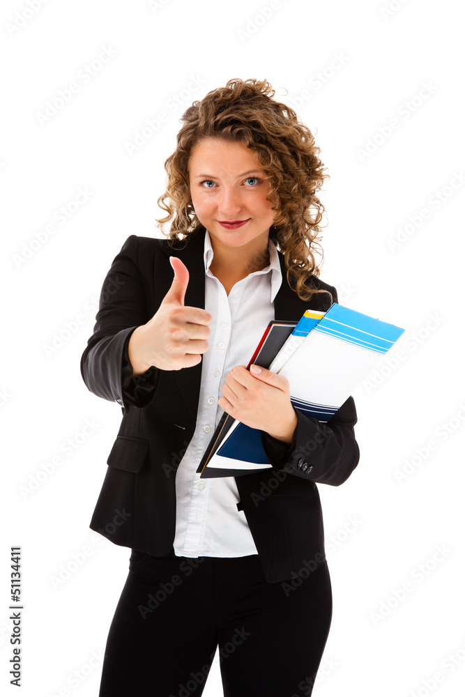 Woman showing OK sign isolated on white background Woman showing OK sign isolated on white background