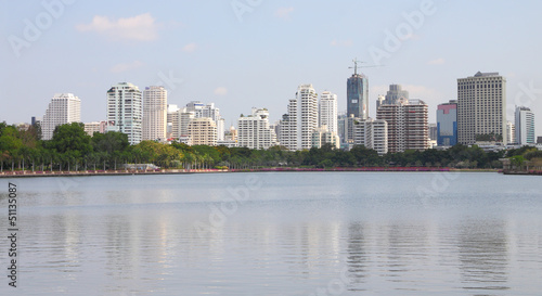 Group buildings of city waterfront. © keerati