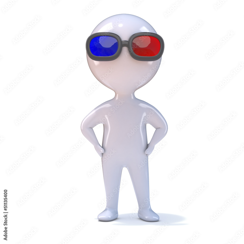 Little man in 3d glasses Little man in 3d glasses