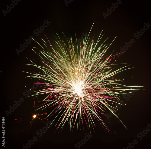 Colorful fireworks of various colors over night sky