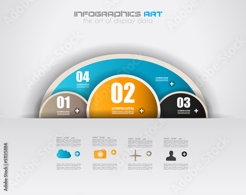 Infographic design template with paper tags.
