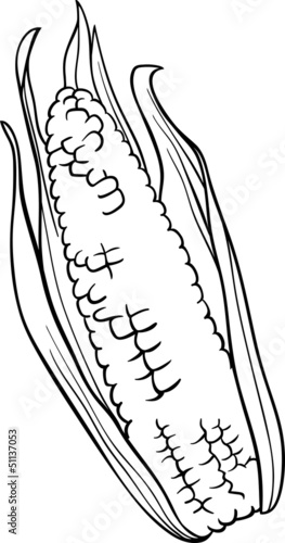 corn on the cob cartoon for coloring book