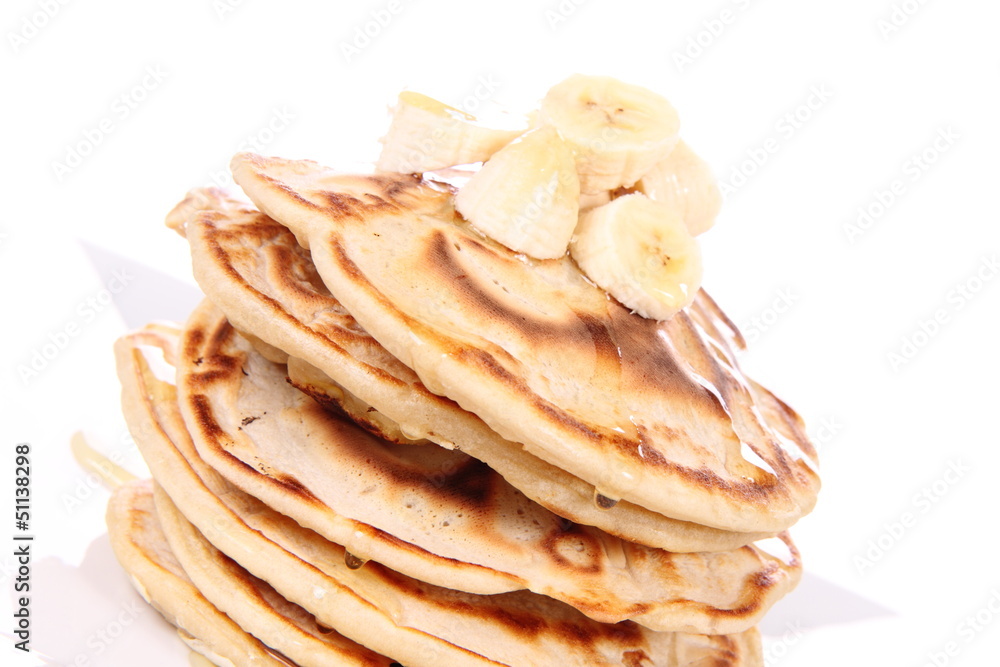 Pancakes with bananas and syrop Pancakes with bananas and syrop