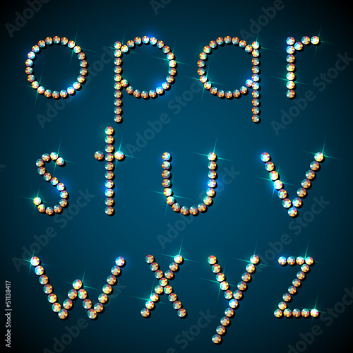 Shiny diamond alphabet letters, lower case version - eps10