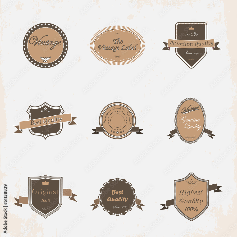 Collection of Premium Quality and Guarantee Labels with retro vi Collection of Premium Quality and Guarantee Labels with retro vi