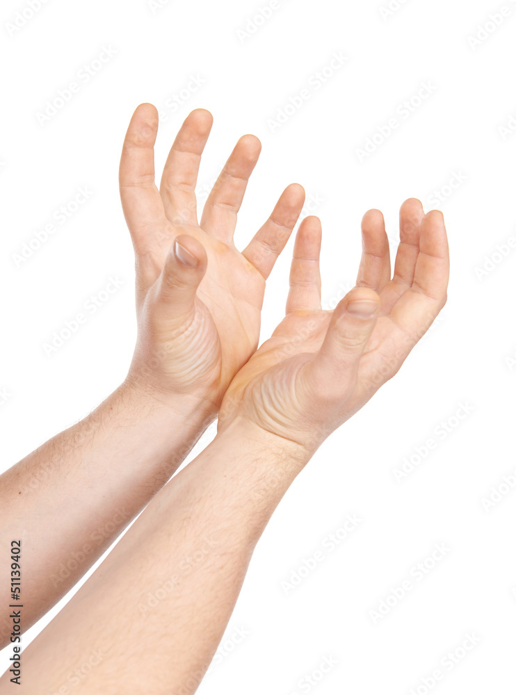 Man's hand isolated, on a white background Man's hand isolated, on a white background