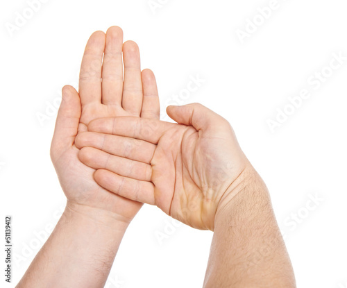 Man's hand isolated, on a white background