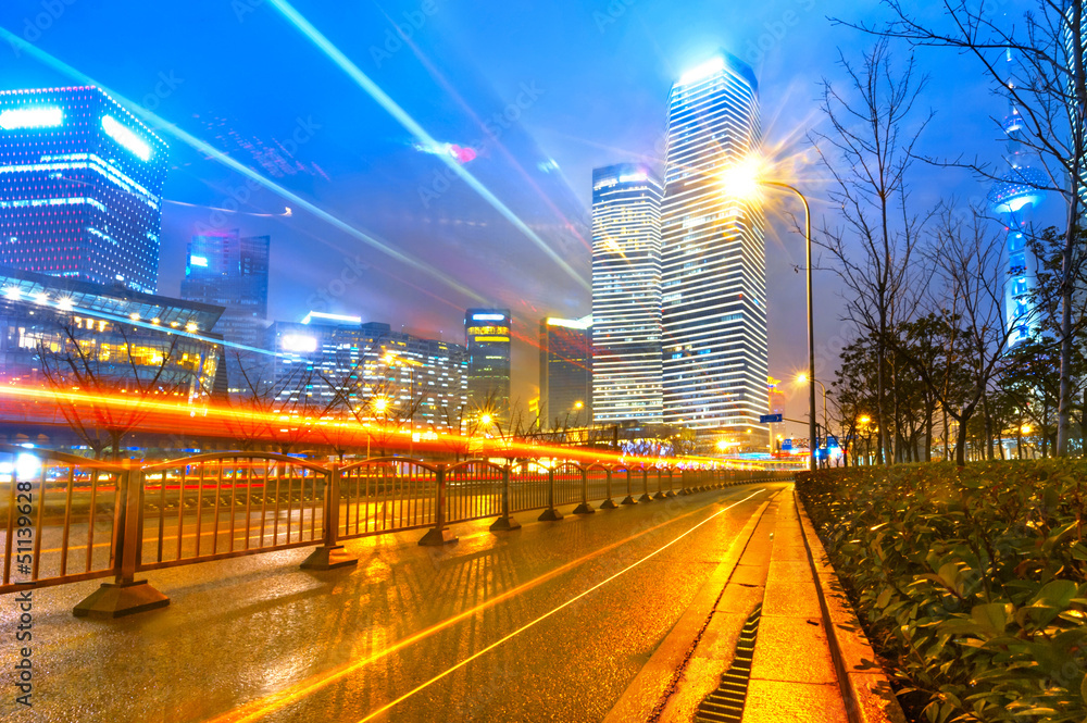 Fototapeta premium the light trails in shanghai china