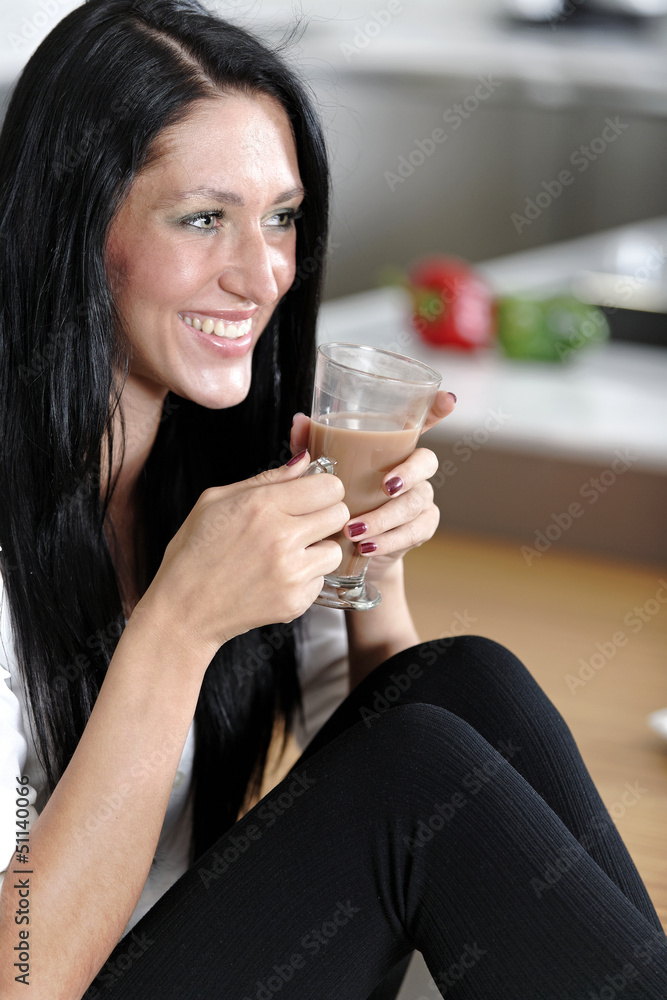 Woman taking a coffee break Woman taking a coffee break