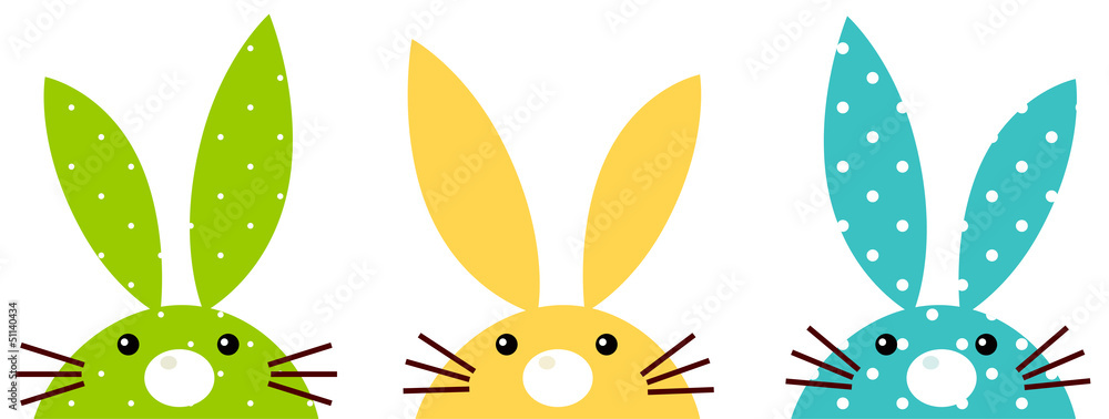 Obraz premium Cute colorful patterned bunny set isolated on white