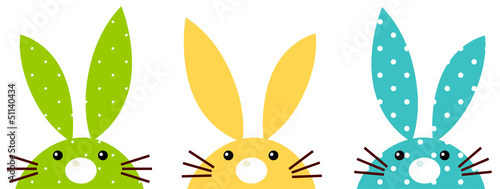 Cute colorful patterned bunny set isolated on white