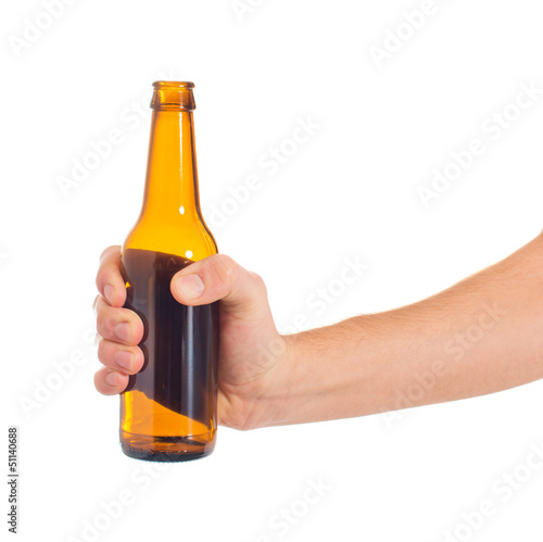 Close-up Of Hand Holding Empty Beer Bottle