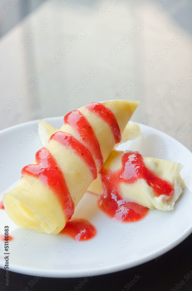 crepe rolls on dish crepe rolls on dish