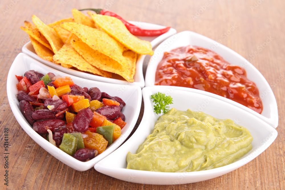 assortment of mexican dips