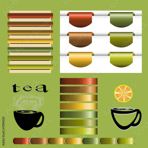 Set of tea vintage vector