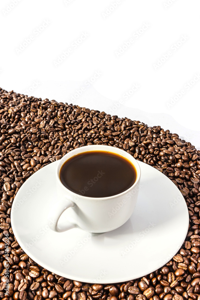 Coffee beans and coffee cup Coffee beans and coffee cup