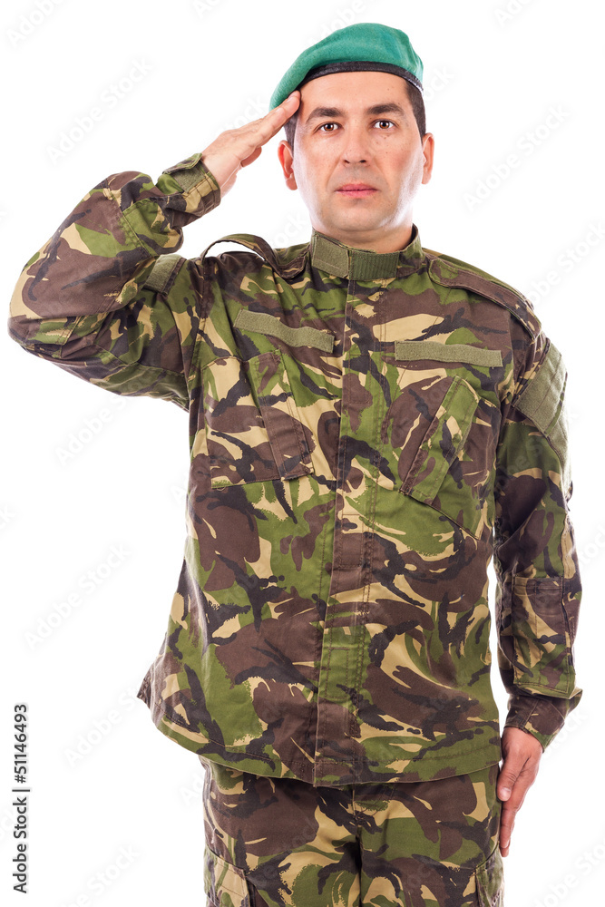 Young army soldier saluting Young army soldier saluting