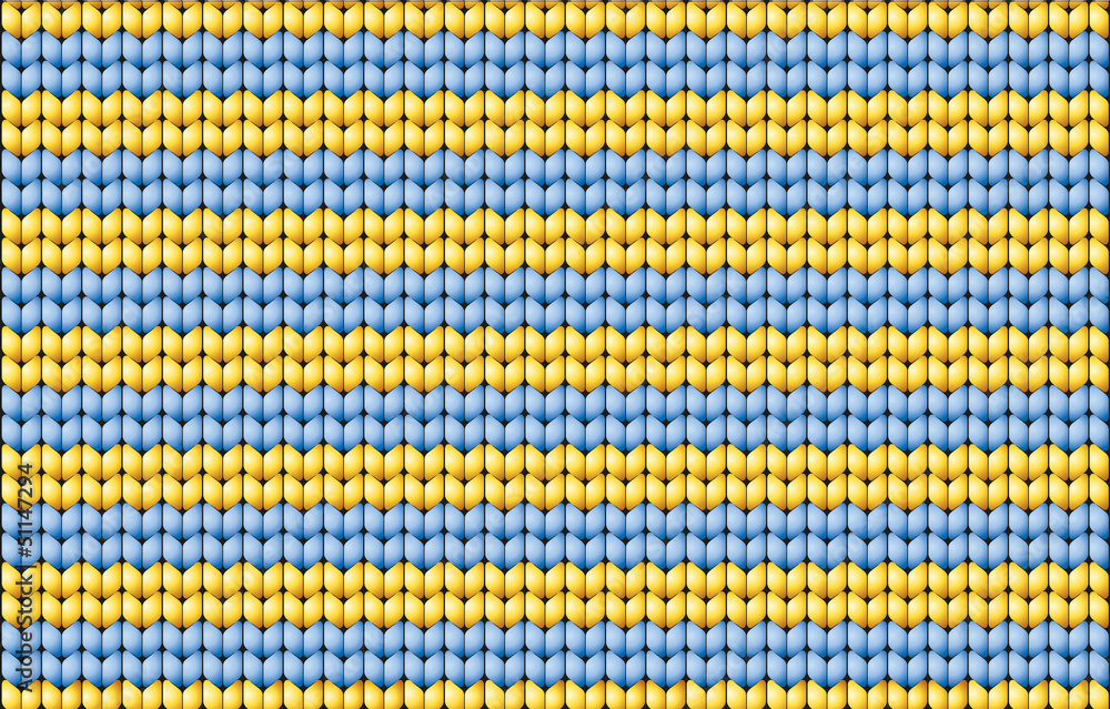 Vector background. Knitted fabric with blue and yellow stripes Vector background. Knitted fabric with blue and yellow stripes