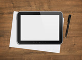 Blank digital tablet on a desk