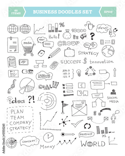 Business doodle elements set