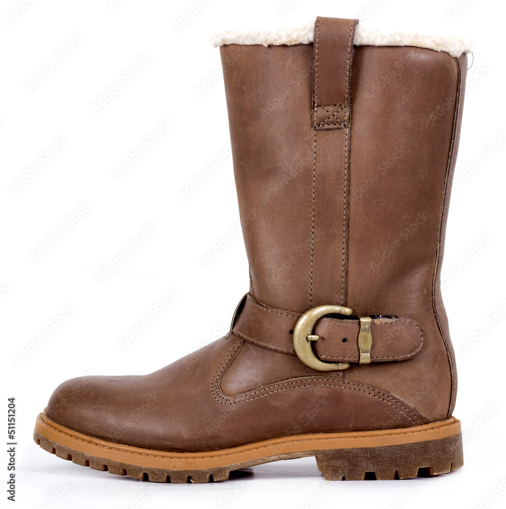 leather winter boot isolated