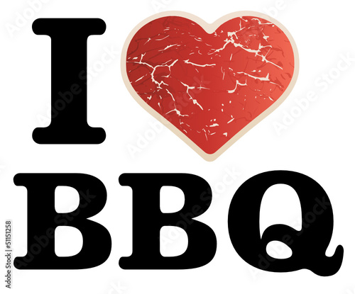 I love BBQ mit Fleischherz vektor
