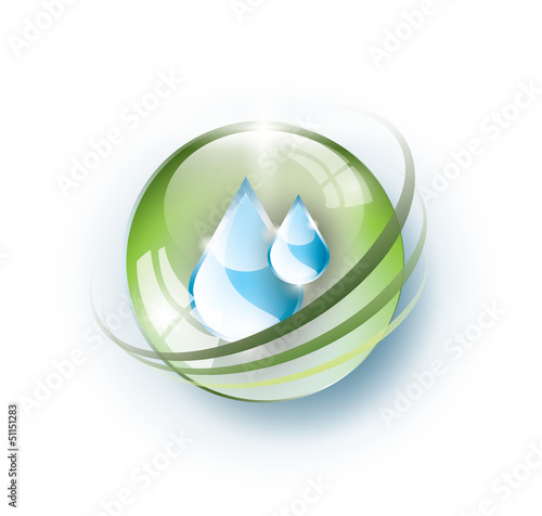 Green glass globe with drops
