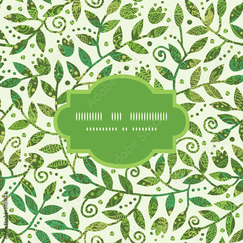 Vector Textured Colorful Branches Frame Seamless Pattern