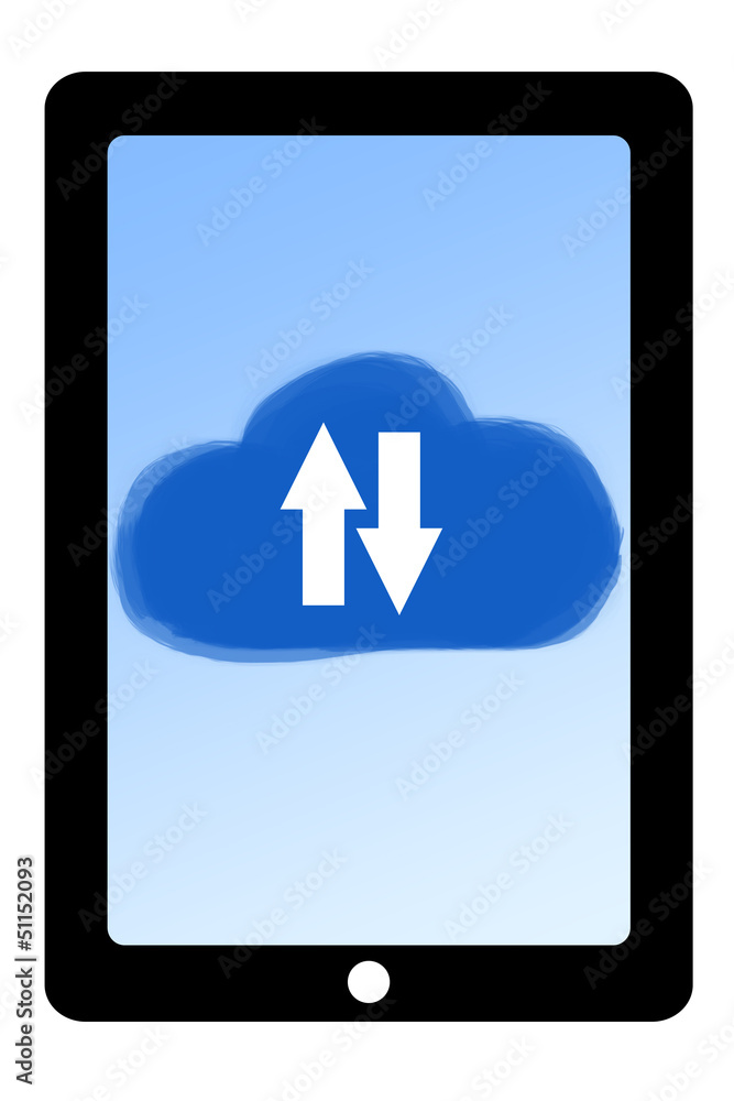 Fototapeta premium Tablet cloud upload download