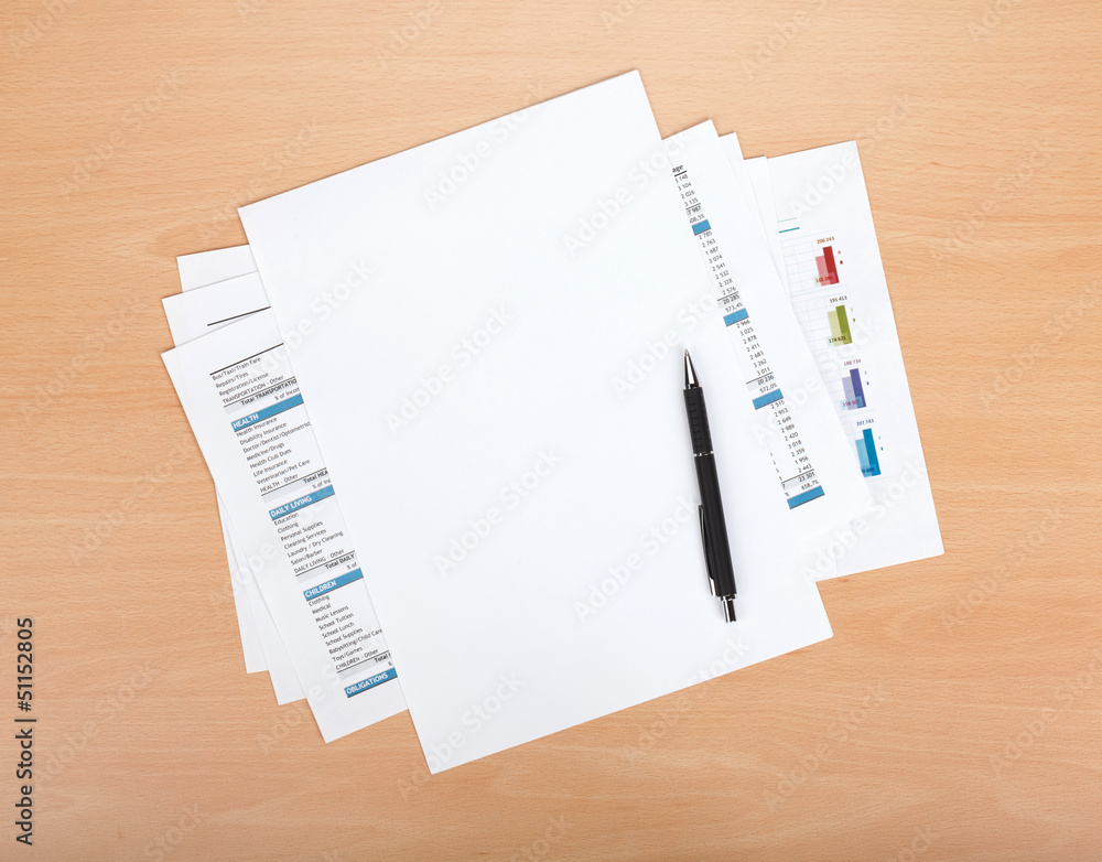 Blank paper with pen Blank paper with pen