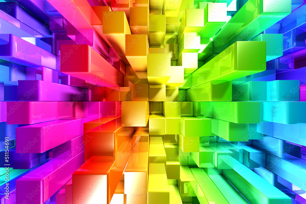 Fototapeta premium Rainbow kolorowych bloków