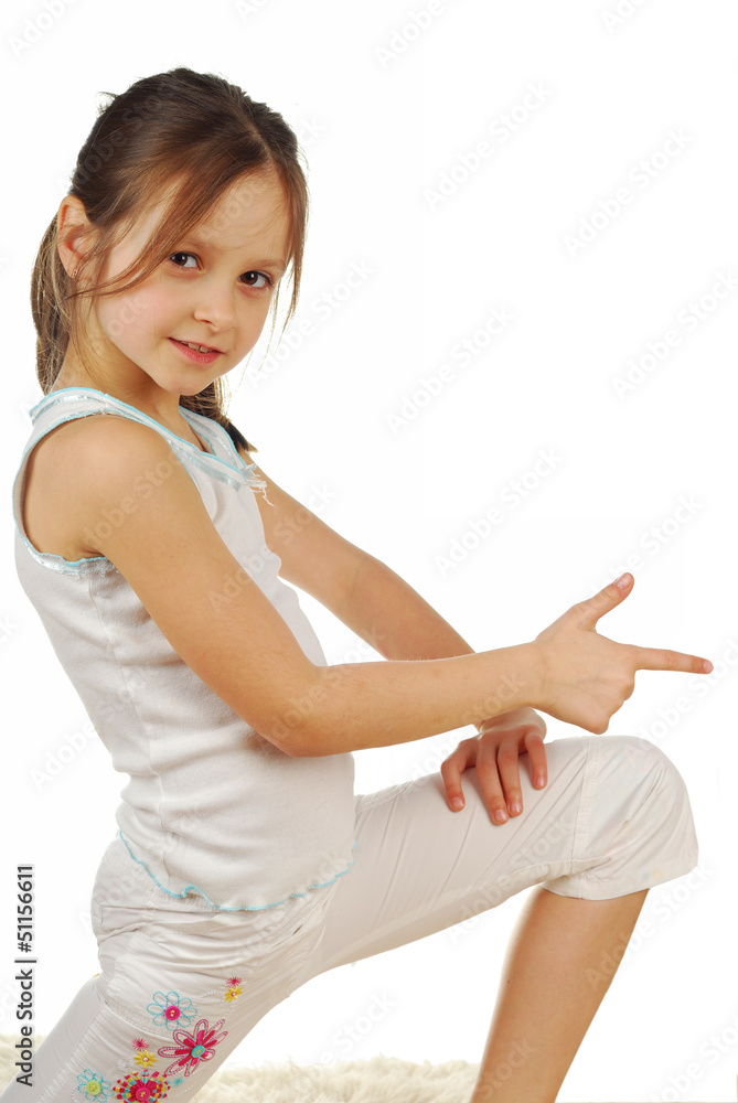 Stock image of happy girl, isolated on white
