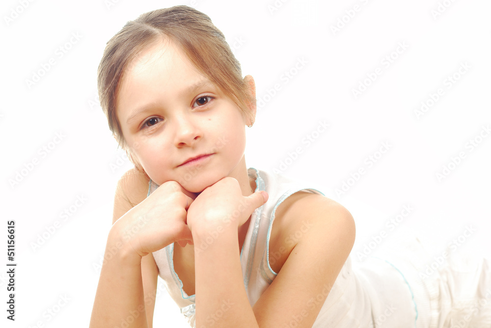 Stock image of happy girl, isolated on white