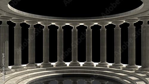Old columns is ancient style. High resolution Realistic 3D illustration sepia toned