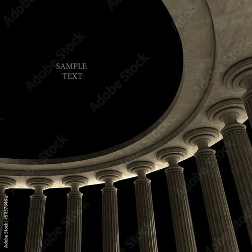 Old columns is ancient style. High resolution Realistic 3D illustration sepia toned