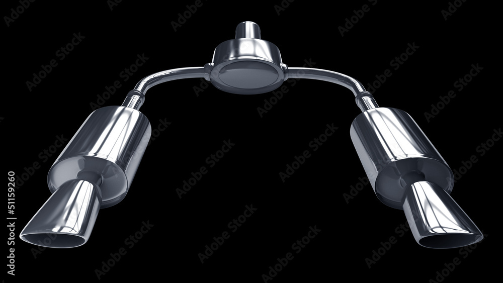 Car Exhaust Pipe isolated on black background high resolution 3d