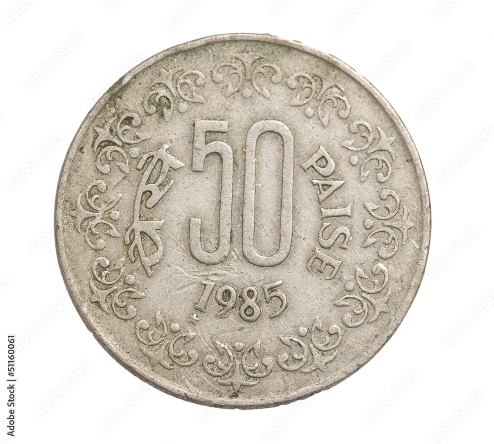 Indian coins on a white background Indian coins on a white background