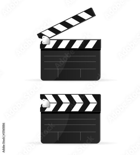 Movie clapper board set isolated