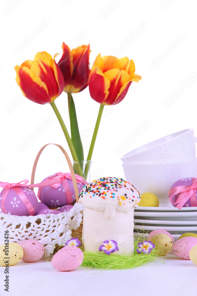 Place setting for Easter close up Place setting for Easter close up