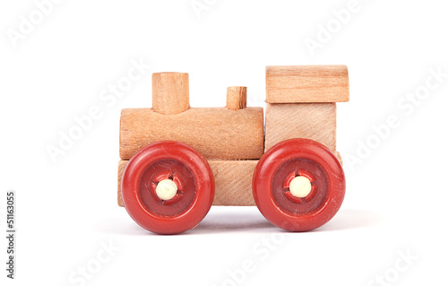 Toy steam locomotive on a white background