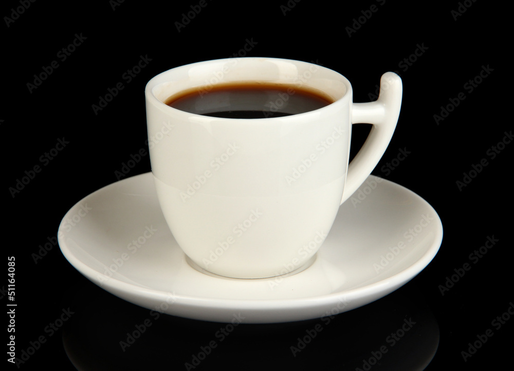 Cup of strong coffee isolated on black Cup of strong coffee isolated on black
