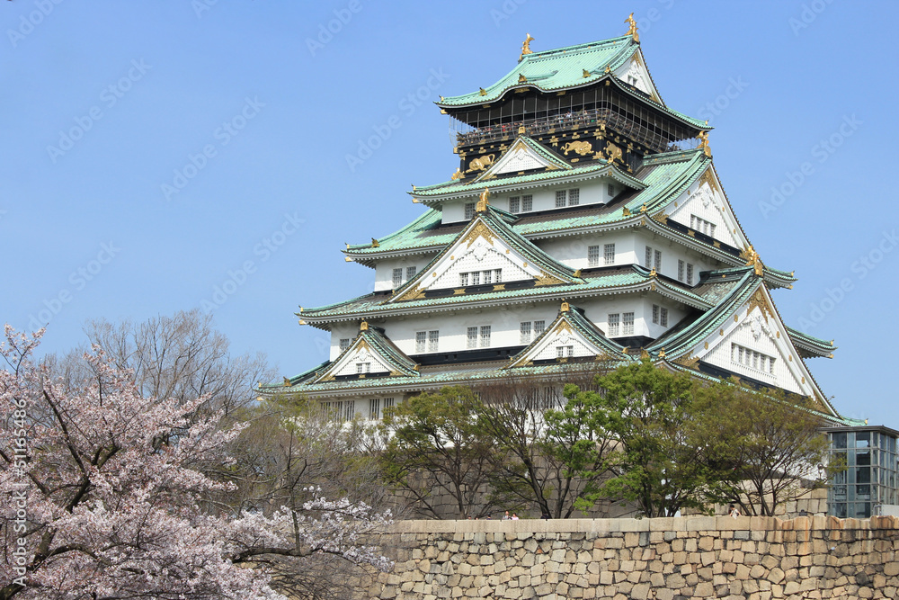 Osaka castle and cherry blossom Osaka castle and cherry blossom