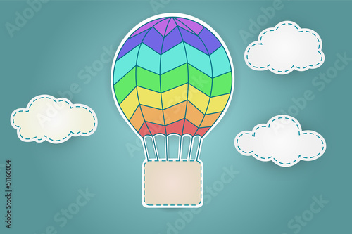 Colorful aerostat with clouds
