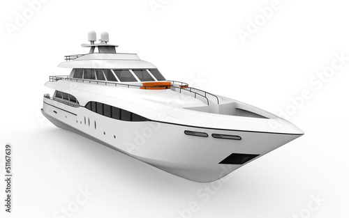 White Pleasure Yacht Isolated on White Background © nerthuz