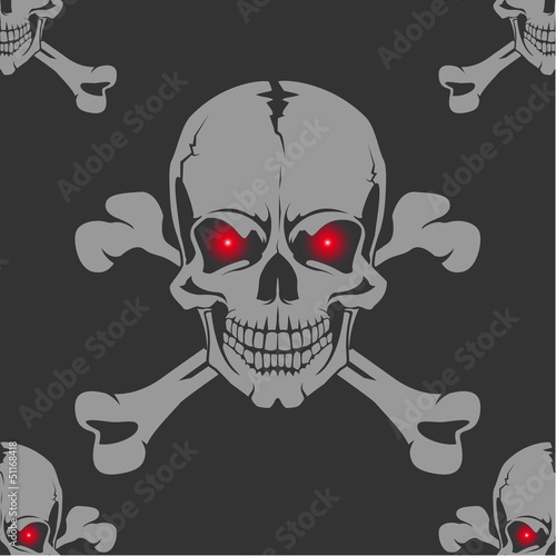 Seamless background with skull and crossbones