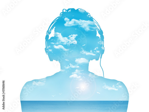 Canvastavla man listening to the music in perfect harmony