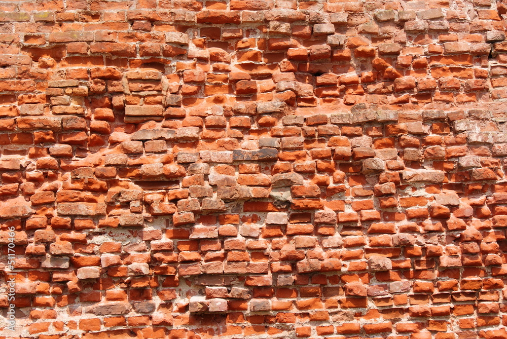 The red brick wall - obrazy, fototapety, plakaty 