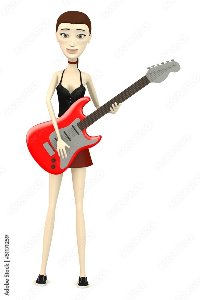 3d render of cartoon character with electric guitar 3d render of cartoon character with electric guitar