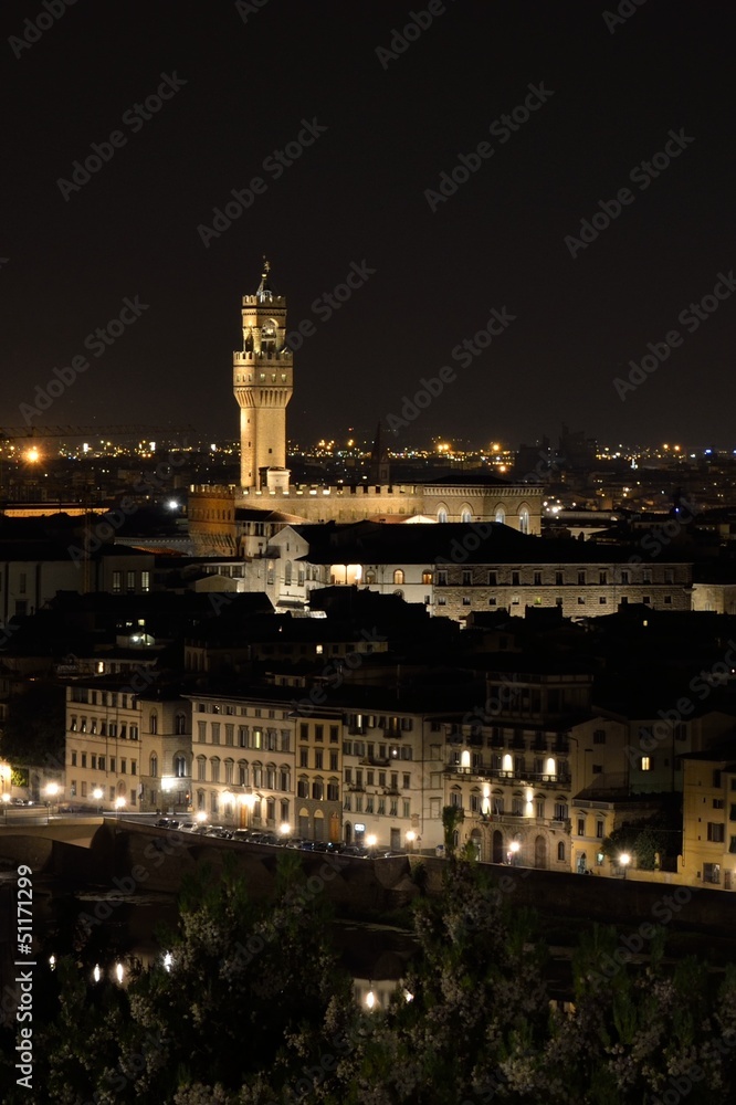 Night view of Palazzo Vecchio, Florence, Italy